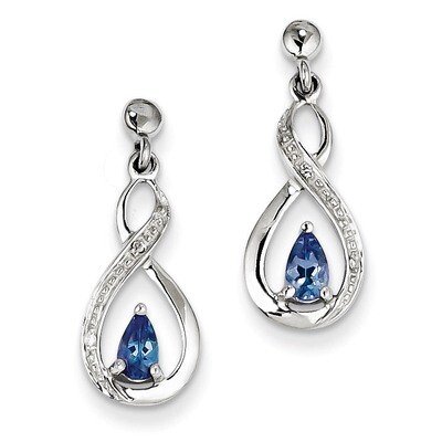 Tanzanite &amp; Diamond Earrings Sterling Silver QDX983, MPN: QDX983, 886774277738