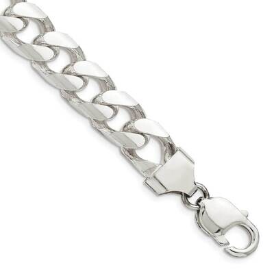 11mm Domed with Side Diamond-Cut Curb Chain 10 Inch Sterling Silver QRC350-10, MPN: QRC350-10,