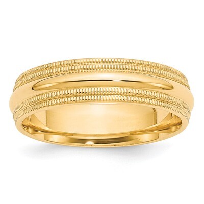 6mm Double Milgrain Comfort Fit Band 14k Yellow Gold Engravable DMC060-6, MPN: DMC060-6, 8867744775…