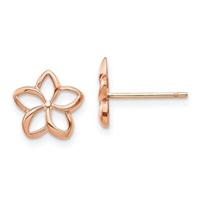 Plumeria Cutout Post Earrings 14K Rose Gold Polished TF1562, MPN: TF1562, 883957728254