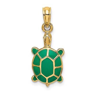 Green Enamel Tortoise Charm 14k Gold K6688, MPN: K6688, 637218111657