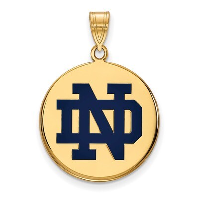 University of Notre Dame Large Enamel Disc Pendant Gold-plated Sterling Silver GP040UND, MPN: GP040…