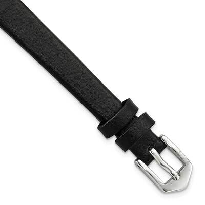 Gold-tone 10mm Black Classic Calfskin Buckle Watch Band Silver-tone BAW332-10, MPN: BAW332-10,