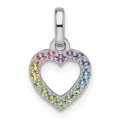 Rainbow Nano Crystal Heart Pendant Sterling Silver Rhodium-plated QP5678, MPN: QP5678,