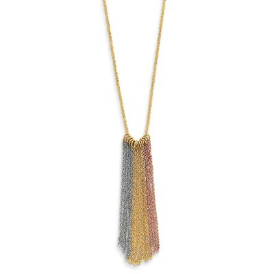 Dangle Chain with 2in ext Necklace 16 Inch 14k Tri-Color Gold SF1842-16, MPN: SF1842-16, 8839574987…