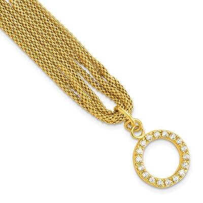 Sterling Silver Gold-tone Multi-strand CZ Toggle Bracelet LUIBR592-YEL