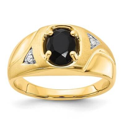 10k Gold Polished and Brushed 1-8X6 Onyx and Diamond Ring RMS1399/FACOX-0YAAB