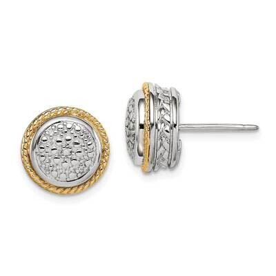 Diamond Earrings Sterling Silver with 14k Gold Polished QTC1525, MPN: QTC1525, 883957619569