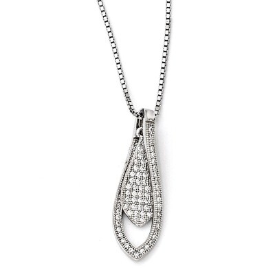 Necklace Sterling Silver &amp; Cubic Zirconia Polished QMP1232-18, MPN: QMP1232-18, 191101470301
