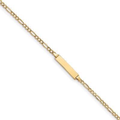 7 Inch ID with Semi-Solid Figaro Bracelet 14k Gold Polished DCID134-7, MPN: DCID134-7, 883957722191