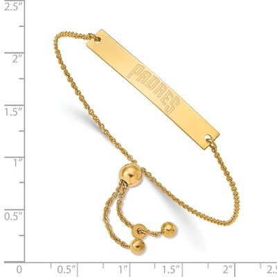 San Diego Padres Bar Adjustable Bracelet Team Script Gold-plated Sterling Silver GP040PAD-9, MPN: G…
