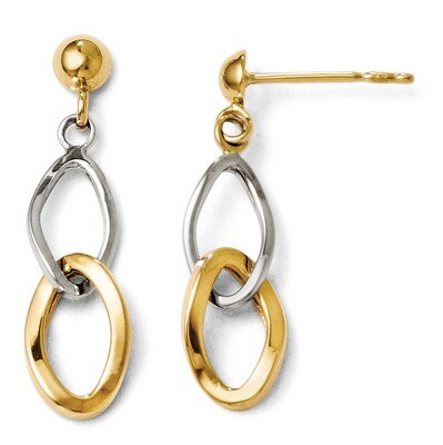 Leslie&#39;s Polished Post Dangle Earrings - 14k Gold Two-tone HB-26X, MPN: 26X, 886774639123
