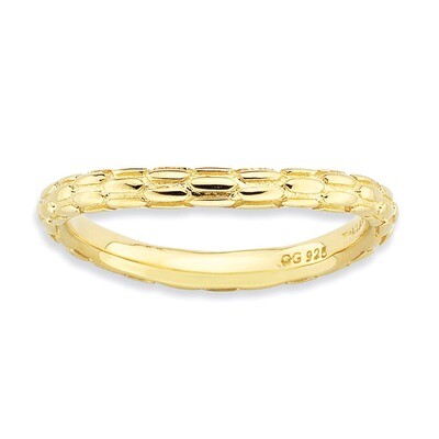 Sterling Silver Polished Gold-plate Wave Ring QSK697-10