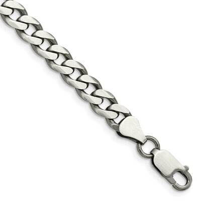 7mm Curb Chain 9 Inch Sterling Silver Antiqued QCB180A-9, MPN: QCB180A-9,