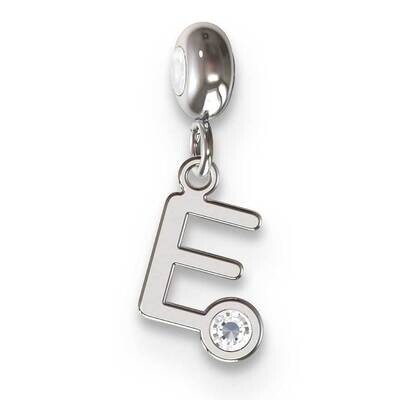 Memi Letter E with Swarovski Crystal Charm Sterling Silver Rhodium-plated ME111E-SS, MPN: ME111E-SS,