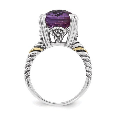 Amethyst Ring Sterling Silver &amp; 14k Gold QTC1265, MPN: QTC1265,