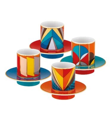 Vista Alegre Futurismo Set of 4 Espresso Cups And Saucers 21139286, MPN: 21139286,