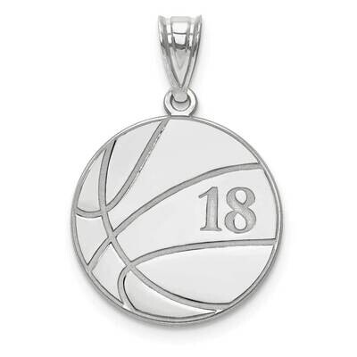 Laser Basketball Number And Name Pendant 10k White Gold 10XNA695W, MPN: 10XNA695W,