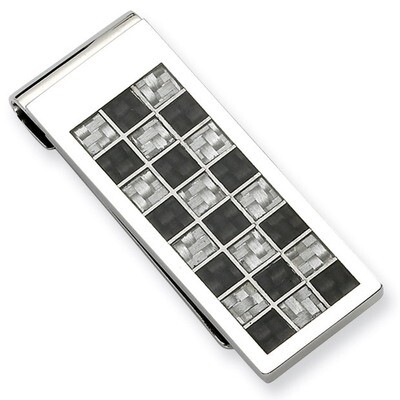 Polished Black and Grey Carbon Fiber Money Clip - Stainless Steel SRM134 by Chisel, MPN: SRM134, 88…