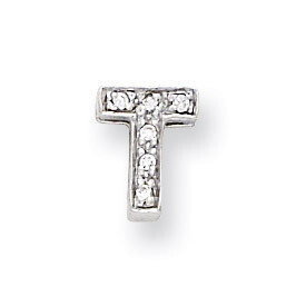 CZ Initial T Slide Sterling Silver QC4215T