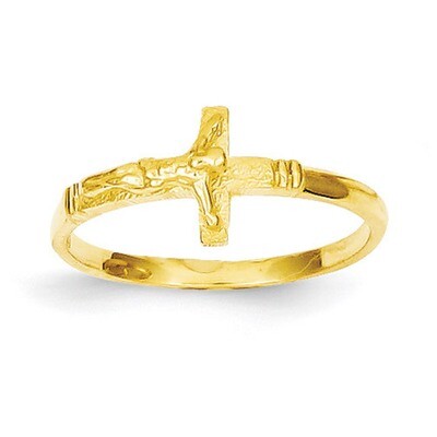 Satin Finish Childs Crucifix Ring 14k Gold K3847, MPN: K3847, 191101180101
