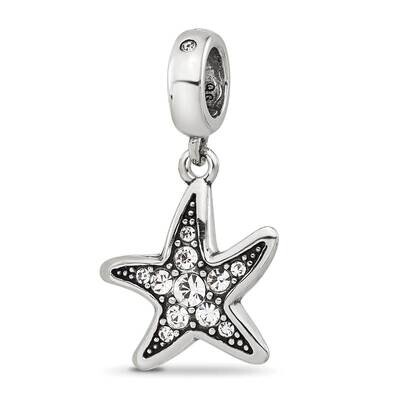 Clear CZ Starfish Dangle Bead Sterling Silver QRS4287, MPN: QRS4287,