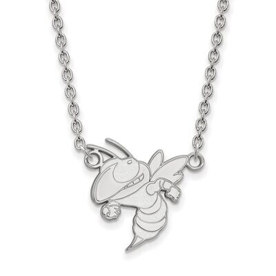 Georgia Institute of Technology Large Pendant with Chain Necklace 14k White Gold 4W050GT-18, MPN: 4…