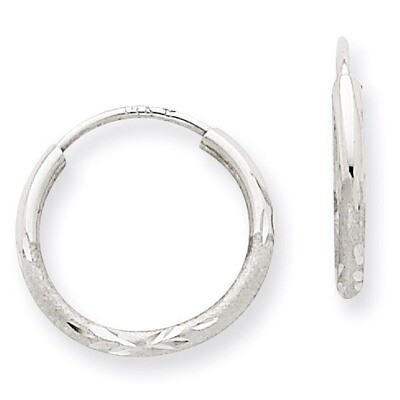 1.5mm Diamond-cut Endless Hoop Earrings 14k White Gold XY1198, MPN: XY1198, 883957299839