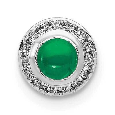 Halo Diamond &amp; Cabochon .47 Emerald Chain Slide 14k White Gold PM4030-EM-008-WA, MPN: PM4030-EM-008…