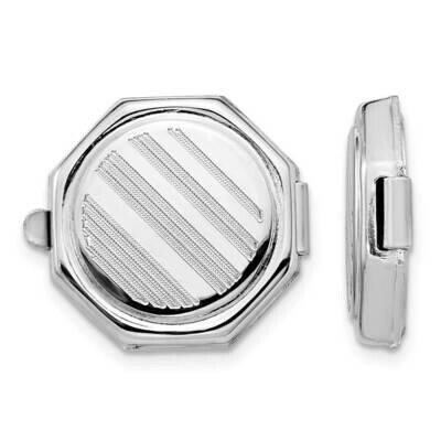 Set/2 Octagon Button Covers Sterling Silver Rhodium-plated QQ614, MPN: QQ614, 883957954769