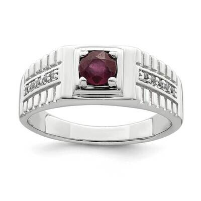 Men&#39;s African Ruby and White Topaz Ring Sterling Silver QR6843, MPN: QR6843, 883957333281