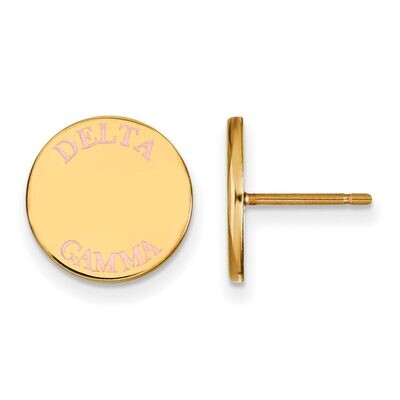 Delta Gamma Enameled Post Earrings Gold-plated Silver GP020DG, MPN: GP020DG, 886774924717