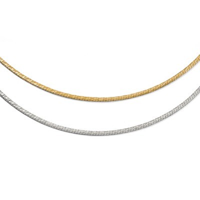 Leslie&#39;s 2mm Reversible with Adj. Chain Omega Necklace 16 Inch 14k Two-tone Gold HB-2891-16, MPN: 2…