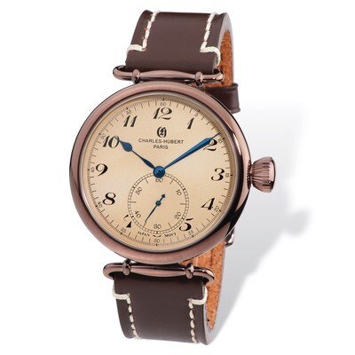 Charles Hubert IP Brown Stainless Leather Band 46mm Watch Men&#39;s XWA4858, MPN: XWA4858, 848870006735