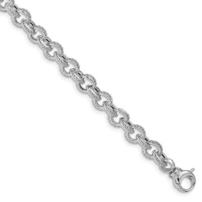 Textured Fancy Link Bracelet 14k White Gold Polished SF2701W-7.25, MPN: SF2701W-7.25, 191101982323