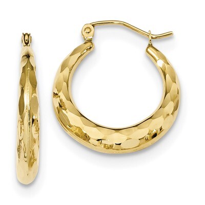 Polished &amp; Diamond -cut Hoop Earrings 10k Gold 10ER289, MPN: 10ER289, 191101169342