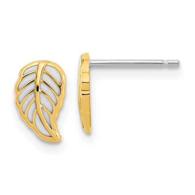 Leaf Post Earrings 14k Two-Tone Gold YE2095, MPN: YE2095, 191101786327