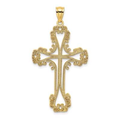 Beaded Cut-Out Cross with Swirled Design Charm 14k Gold K8358, MPN: K8358, 637218016235