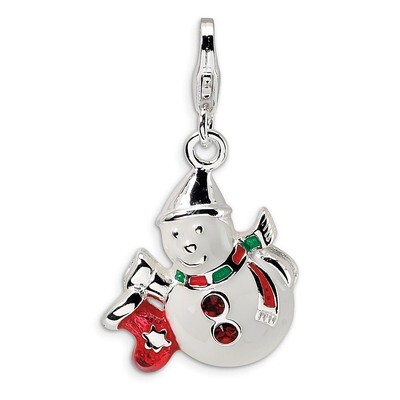 Swarovski Element Snowman Charm Sterling Silver Enameled QCC543 by Amore La Vita, MPN: QCC543, 8839…