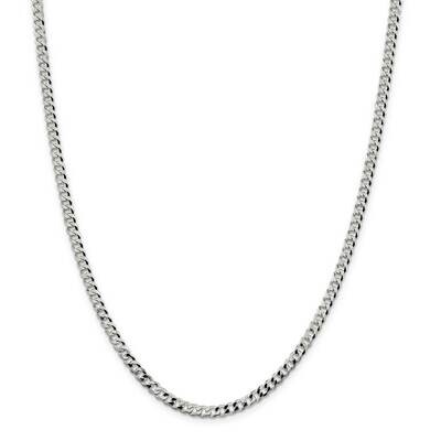 4mm Beveled Curb Chain 30 Inch Sterling Silver QFB100-30, MPN: QFB100-30,