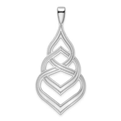 Polished Grooved Fancy Drop Pendant Sterling Silver Rhodium-Plated QP5556, MPN: QP5556,