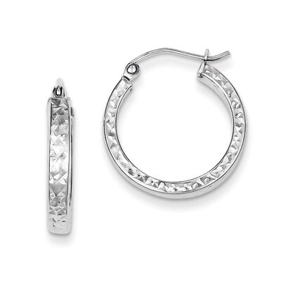 3x20mm Hoop Earrings Sterling Silver Rhodium-plated Diamond-Cut QE8123, MPN: QE8123, 883957577036