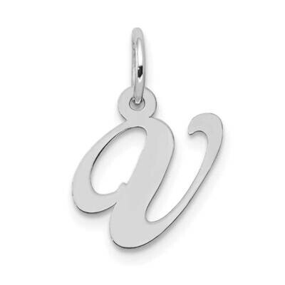 Fancy Script Initial V Charm 10k White Gold Small 10YC651V, MPN: 10YC651V,