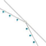 10 Inch Turquoise Double Chain Anklet Bracelet Sterling Silver QG1394-10, MPN: QG1394-10, 886774081…