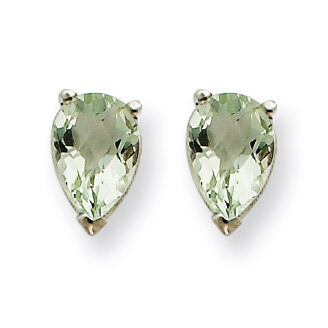 6x4 Pear Green Quartz Earrings 14k White Gold XE79WCG, MPN: XE79WCG, 883957102979