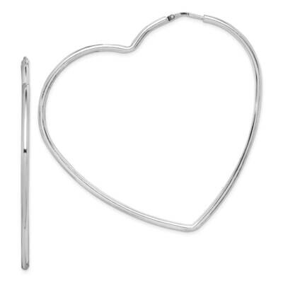 Heart Hoop Earrings Sterling Silver Rhodium-plated QE14843, MPN: QE14843, 886774099514