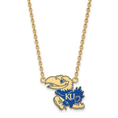 University of Kansas Large Enamel Pendant with Chain Necklace Gold-plated Silver GP078UKS-18, MPN: …