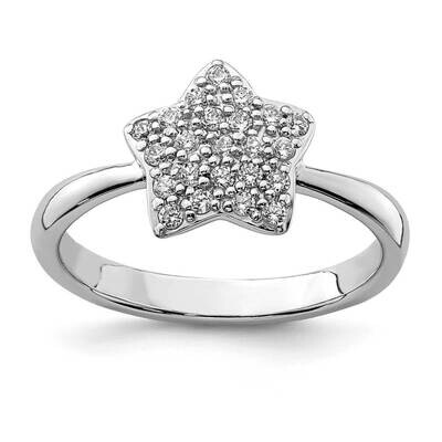 Star Ring Sterling Silver Rhodium-plated CZ Diamond QR6966, MPN: QR6966, 883957954301