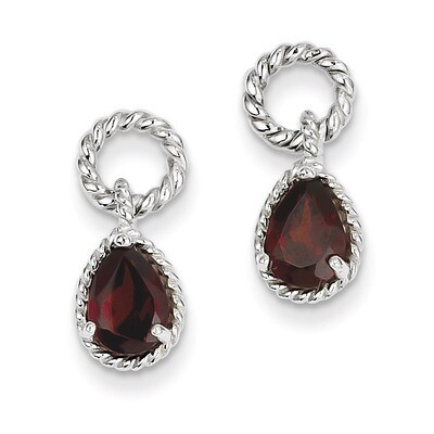 Garnet Twisted Circle Post Earrings Sterling Silver QE9796GA, MPN: QE9796GA, 883957565088