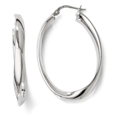 Leslie&#39;s Polished Twisted Oval Hoop Earrings - Sterling Silver HB-QLE252, MPN: QLE252, 883957020594